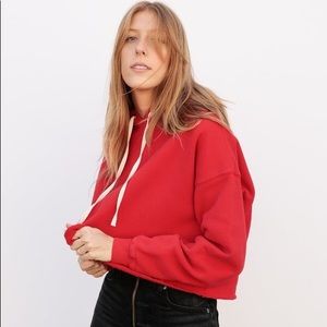Re/done cropped raw hem hoodie